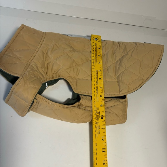 THINK! Reversible Dog Pet Coat Quilted Hook & Loop closure Green Tan NWOT - Picture 13 of 15